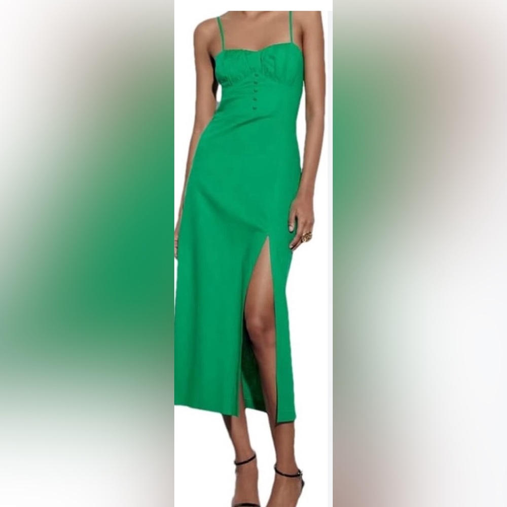 NWT Zara green linen maxi dress, small